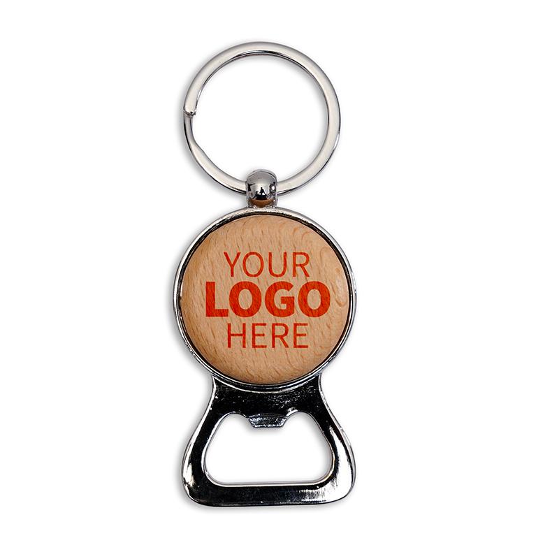 ROUND METAL KEYCHAIN WITH BAMBOO & OPENOR